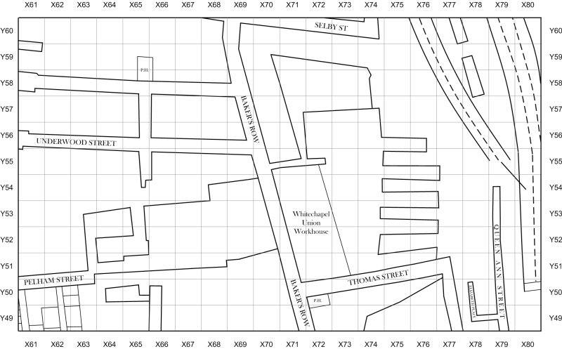 Jack the Ripper map of Spitalfields and Whitechapel 1888 section 4
