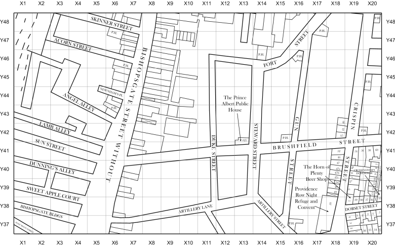 Jack the Ripper map of Spitalfields and Whitechapel 1888 section 6