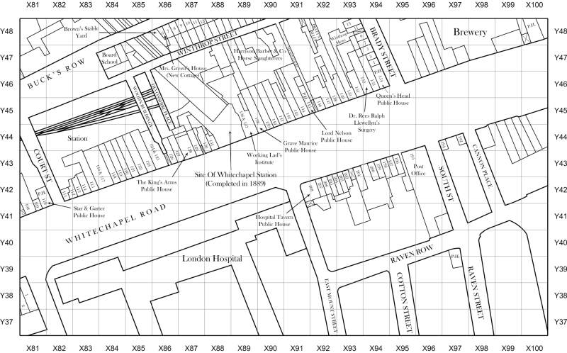 Jack the Ripper map of Spitalfields and Whitechapel 1888 section 10