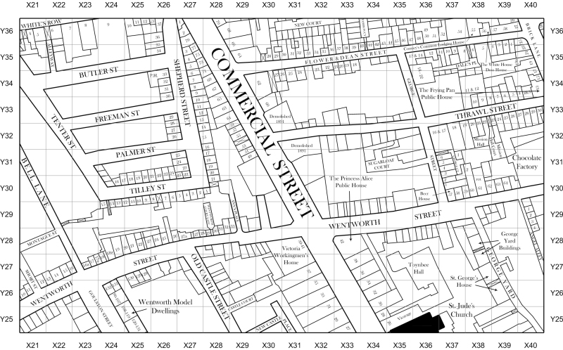 Jack the Ripper map of Spitalfields and Whitechapel 1888 section 12