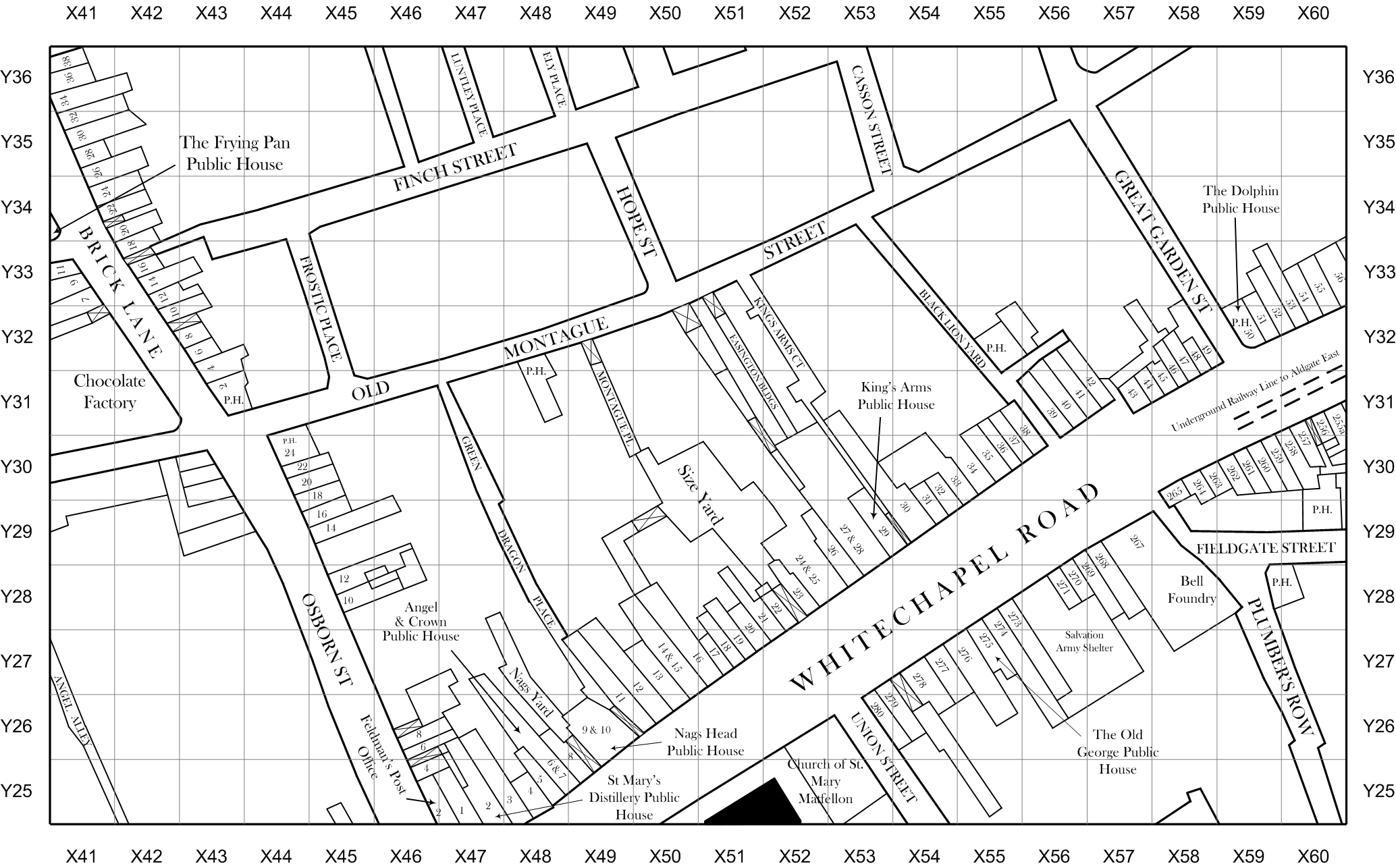 Jack the Ripper map of Spitalfields and Whitechapel 1888 section 13