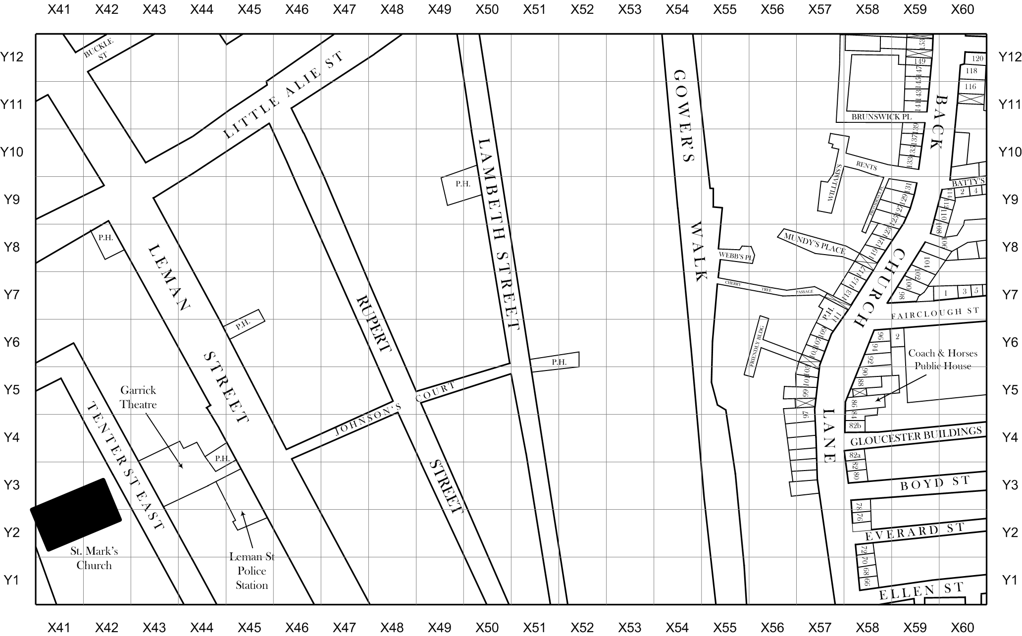 Jack the Ripper map of Spitalfields and Whitechapel 1888 section 23